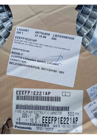 Eeefp1e221ap 220mf 25v 8x10.2 Smd Kondansatör 50 Adet