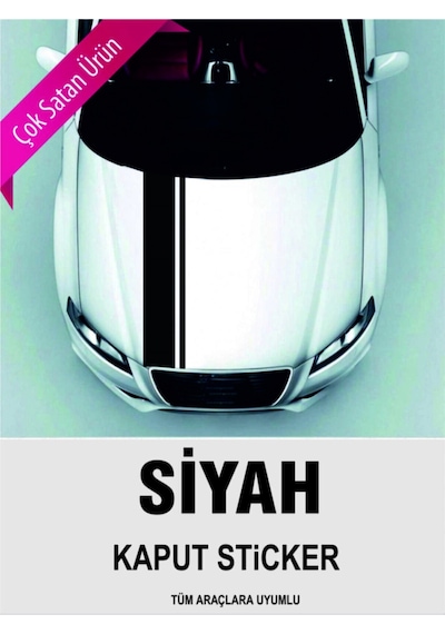 Tüm Araçlara İçin Uyumlu Aksesuar Ön Kaput Sticker Siyah 118 10 Cm2388