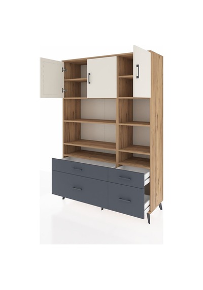 Hyperion Dolap 10 Raflı 4 Çekmeceli 3 Kapaklı 132x44x195 Çam-aytaşı/antrasit Aytası/antrasıt Hyperion Dolap 10 Raflı 4 Çekmeceli 3 Kapaklı 132x44x195 Çam-aytaşı/antrasit Aytası/antrasıt