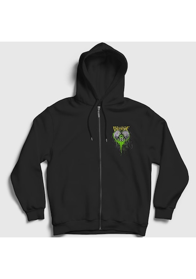 Presmono Unisex Skulls Bullet For My Valentine Fermuarlı Kapüşonlu Sweatshirt Siyah