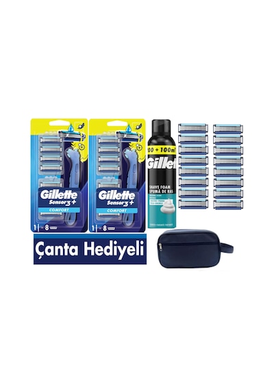 Sensor3 Plus Comfort 2 Makine +16 Adet Yedek Tıraş Bıçağı+ 300 Ml Köpük+çanta