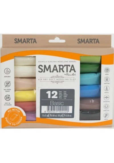 Smarta Kids Hava İle Kuruyan Modelleme Hamuru 12x25 Gr.