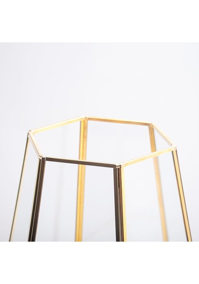 34x26x26cm Pirinç Gold Cam Geometrik Teraryum Cam Fanus Vazo Mumluk Yapımı Dekoratif Diğer