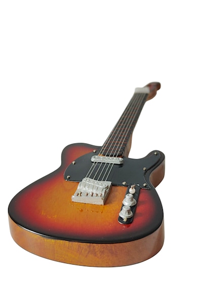 El Yapımı 1/4 Ölçek Minyatür Gitar Fender Telecaster Yellowburst