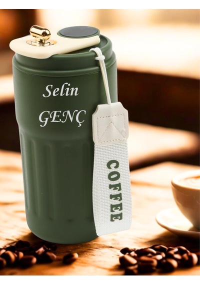 304 Çelik Sıcak - Soğuk Kişiye Özel Termos Yeşil
