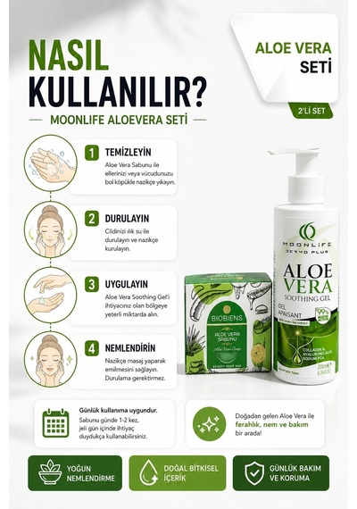 Moonlife Aloe Vera Jel 200 Ml + Biobiens Aloe Vera Sabunu