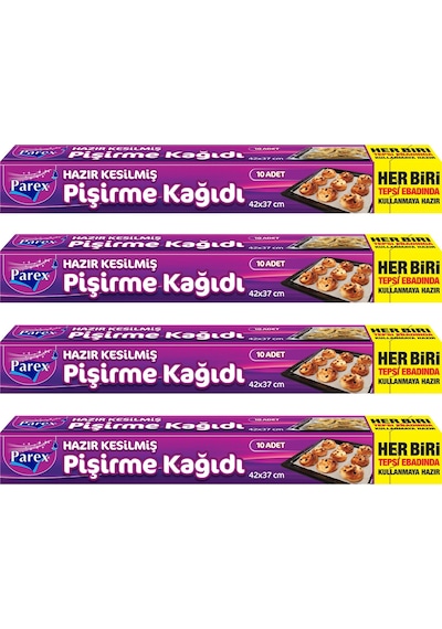 Parex Hazır Kesilmiş Pişirme Kağıdı 4 x 10 Adet