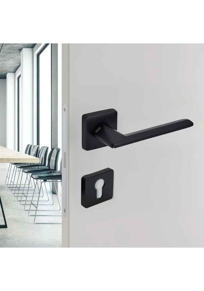 Sese Eliz Modeli Yale Rozetli Dış Kapı Kolu Siyah Renk 200-201r-03-02