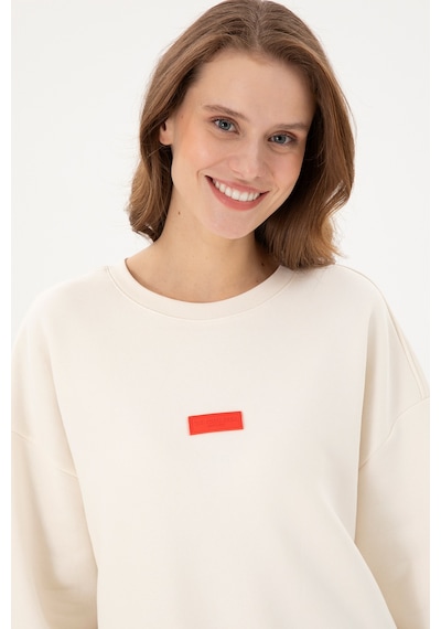 U.S. Polo Assn. Kadın Krem Bisiklet Yaka Sweatshirt 50294221-VR071