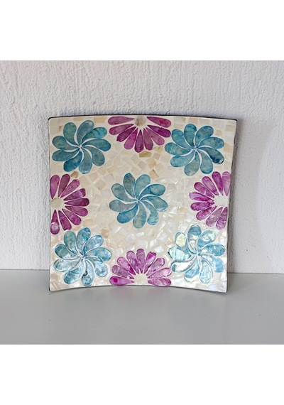 Sedefkar Çiçek Desenli 3'lü Doğal Sedefli Tabaklar