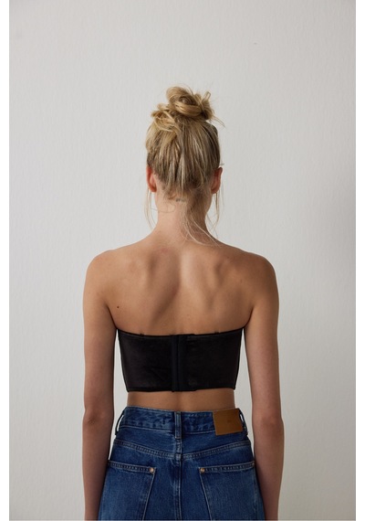 Penti Siyah Deep V Velvet Büstiyer
