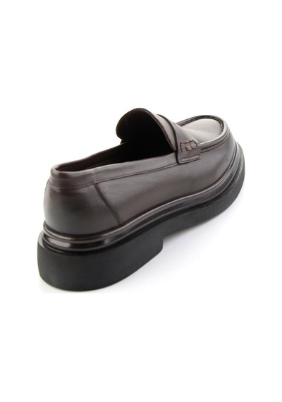 Bambi Kahve Antik Hakiki Deri Erkek Loafer Ayakkabı E01820604841