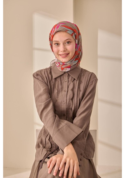 Silk Home Olinda İpek Eşarp 47003-27 Vizon, Fuşya, Çağla, Turuncu