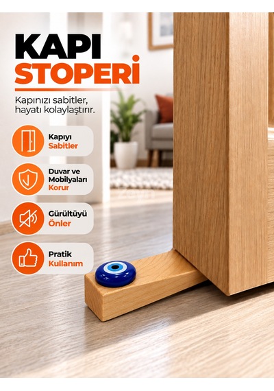 Kapı Stoperi Kapı Sabitleyici Takoz Dekoratif Nazar Boncuklu Uğur Böcekli Karışık Desen Gönderilmektedir 1 Adet