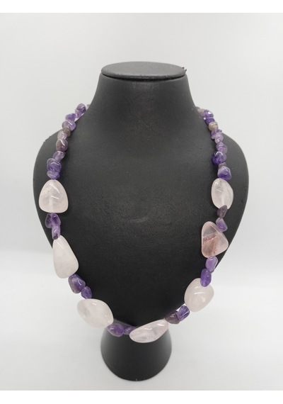 Doğaltaşkolye/bileklik Takım - Pembe Kuvars Ve Ametist Taşı Takım Mdl-1005/balık Hediyelik Mor - Pembe