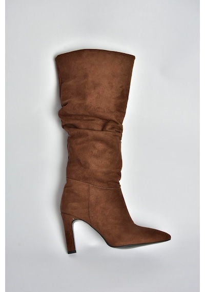 Fox Shoes L404868002 Kahverengi Süet İnce Topuklu Kadın Çizme Kahverengi-süet