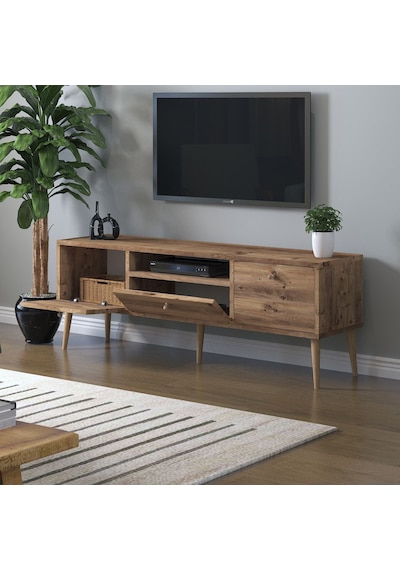 Mbes Mobilya Beyza Ahşap Ayaklı 140 Cm Atlantik Çam Tv Sehbası