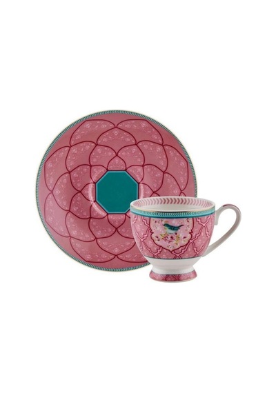 Qush Pembe Tek Kişilik Türk Kahvesi Fincanı 90ml. Çok  Renkli