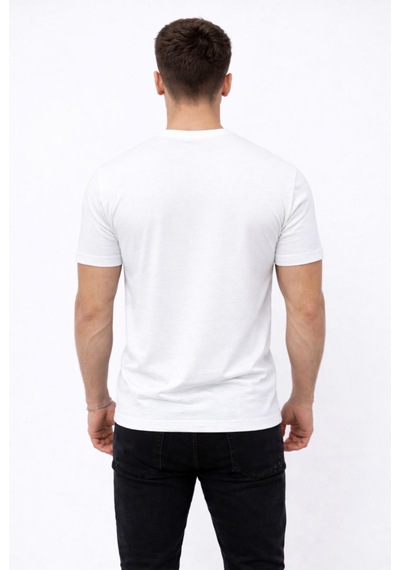 Axxel Erkek Beyaz Kısa Kollu Bisiklet Yaka T-shirt-d677 Beyaz