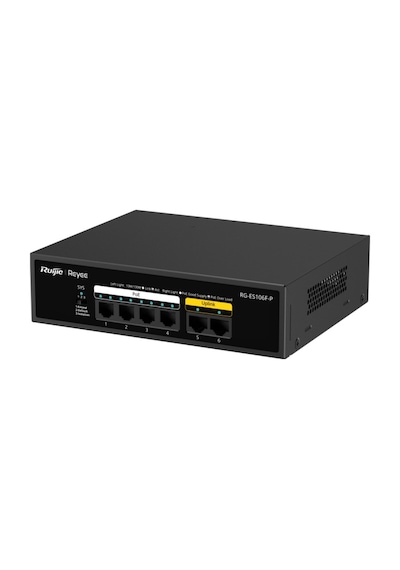 Ruıjıe Reyee Rg-es106f-p 6 Port Megabit Tak Çalıştır Switch, 2 Fast Ethernet Uplink, 4 Port Poe+ 54