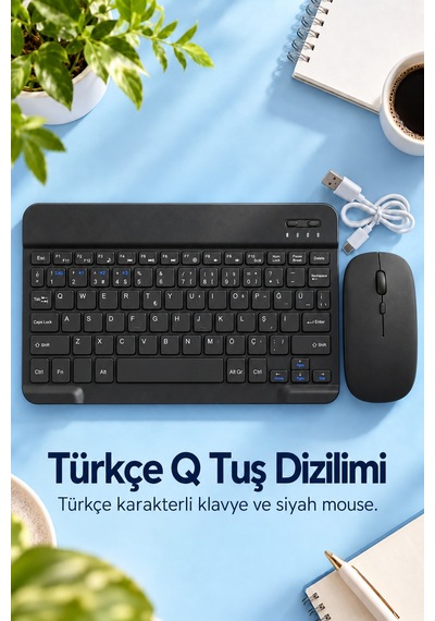 Kablosuz Klavye Mouse Takımı Türkçe Karakterli Tuşlar