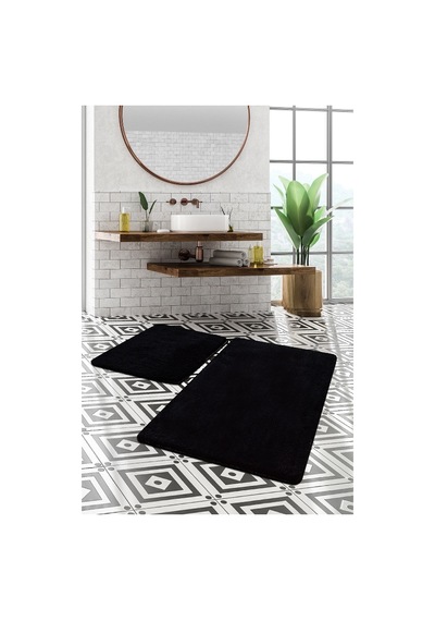 Havai Siyah 2 Li Set 50X80 40X50 Cmbanyo Halısı, Paspası