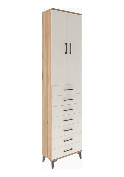 Arges Dolap 3 Raflı 7 Çekmeceli 2 Kapaklı 60x30x243 Çam-aytaşı Çam
