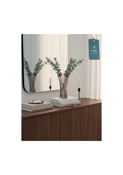 Chacha Home Luxury Irıs Cam Vazo, Masa Dekorasyonu Çiçeklik, Aranjman 22 Cm Füme