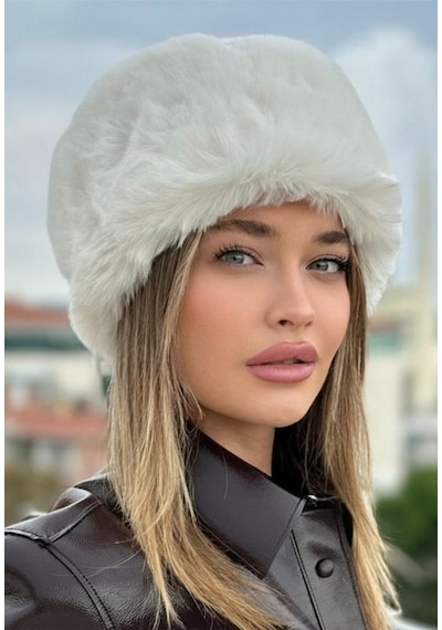 Mollycrush Kışlık Kalpak Şapka - Rus, Slav, Kazak, Moğol, Eskimo Tarzı Rahat Kalpak Beyaz