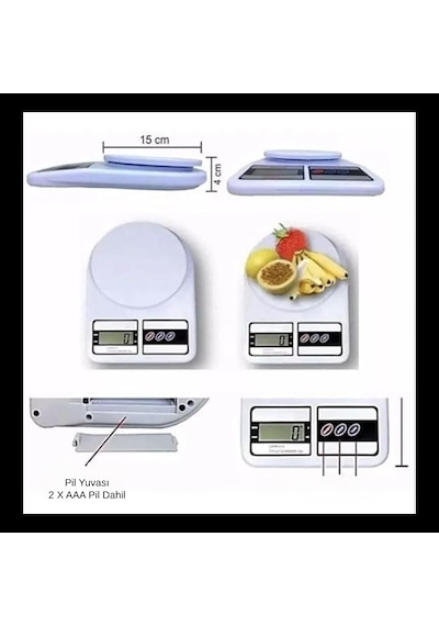 Lcd Ekranlı Dijital Hassas Mutfak Terazisi 10 Kg Kapasiteli, 1 G Hassasiyetli Elektronik Tartı
