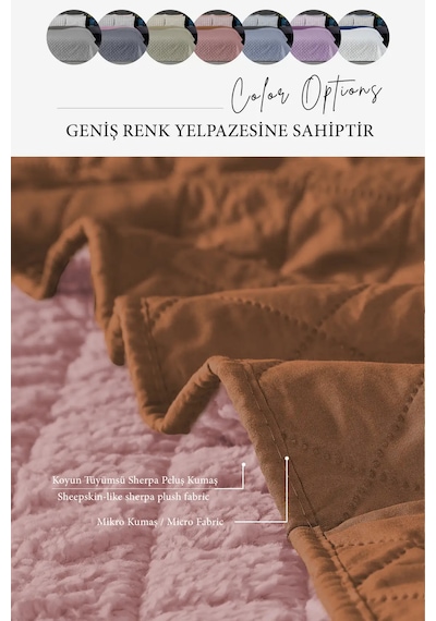 Premium Peluş Tek Kişilik Çok Amaçlı Yatak Örtüsü 160x220 Çift Taraflı Yumuşak Battaniye Pudra Somon