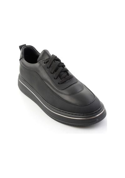 Bambi Mat Siyah Hakiki Deri Erkek Sneaker E01774016903