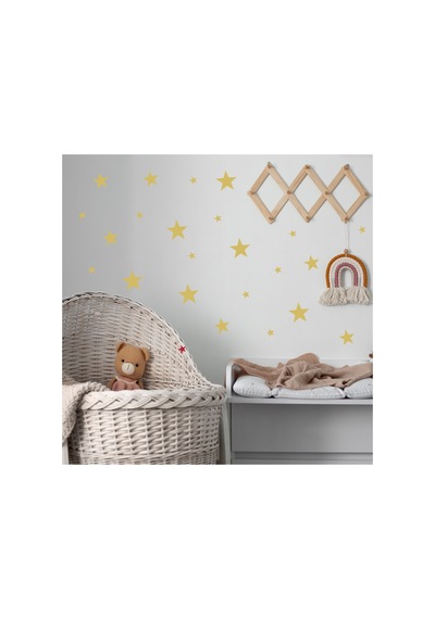 Yıldız Duvar Sticker - 2,5 - 5 - 7,5 - 10cm Karışık Ebatlarda - 155 Adet Altın