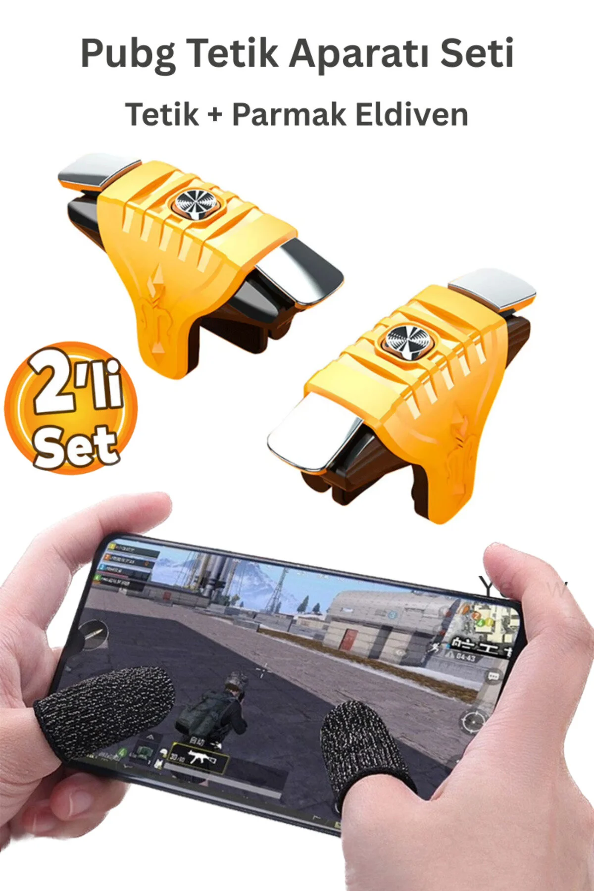 Pubg Tetik Aparatı Pubg Oyun Konsolu Ve Oyuncu Eldiveni Parmak Eldiven Sarı
