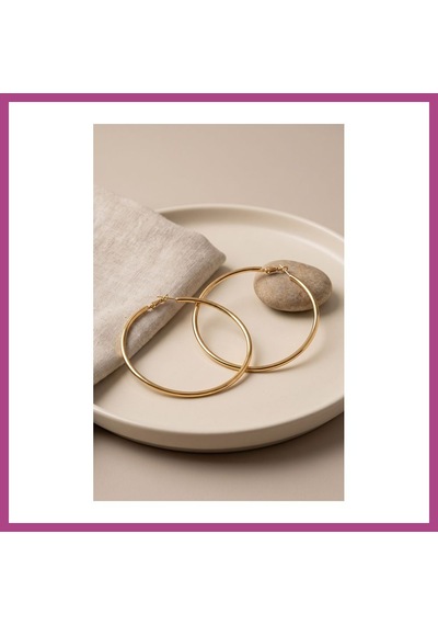 Gees Global 316l Çelik Gold Renk 66 Mm Halka Küpe Gbzs