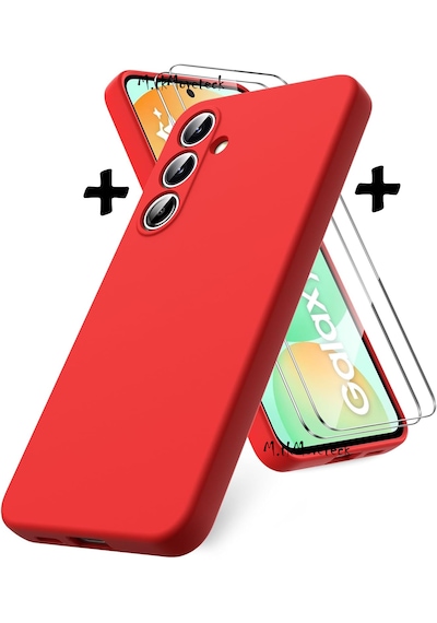 Samsung Galaxy Uyumlu S24 Fe Kılıf Renkli Silikon + Ekran Koruyucu Cam