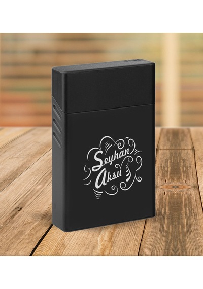 Bk Gift Kişiye Özel Siyah Slim Boy Metal Sigara Kutusu-6