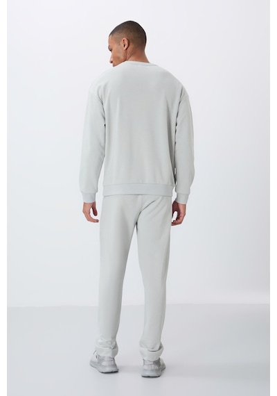 Tommy Life Taş Kompakt Pamuklu Kalın Pürüzsüz Dokulu O Yaka Comfort Fit Erkek Eşofman Takım -85263 Taş Rengi Taş