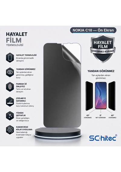 Nokıa C10 Uyumlu Ön Yüzey Hayalet Privacy Hidrojel Ekran Koruyucu