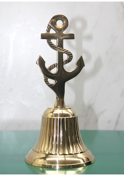 1 Adet Pirinç Çapalı El Çanı Geleneksel Tasarımlı Pirinç Çan, Masa Ve El Kullanımı İçin, Hand Bell, El Zili, 20 X 9 Cm