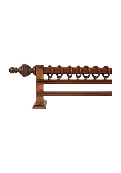 Boni Modern Rustik Ahşap Rustik Perde Askısı Çift Raylı-ceviz 350 Cm Ceviz