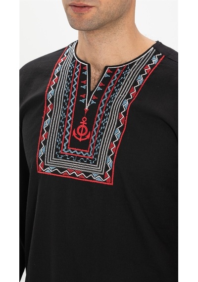 Uzun Kol Şile Bezi Bisiklet Yaka Bahriyeli Erkek T-Shirt Siyah 30