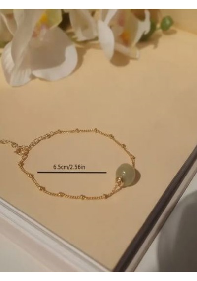 Minimalist Yeşil Taşlı Kolye Ve Bileklik Set -kc Altın Kaplama Altın