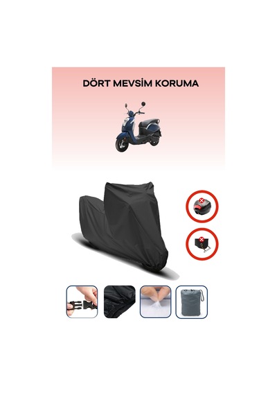 Siyah Arka Çanta Kilit Uyumsuz Sym Mio 100 Uyumlu Motosiklet Brandası, 4mevsim