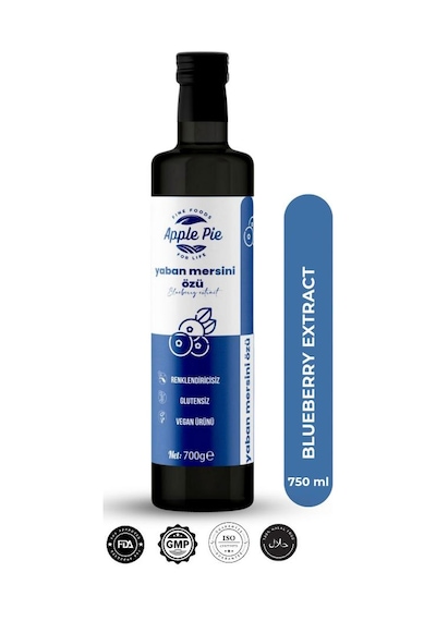Applepiefoods Yaban Mersini Özü 700 Gr , Doğal , Katkısız Analizli , Soğuk Sıkım , Blueberry Extract