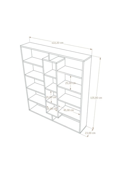 Kiola 14 Bölmeli Dekoratif Açık Tasarım Kitaplık Modern Kitap... Atlantik Çam