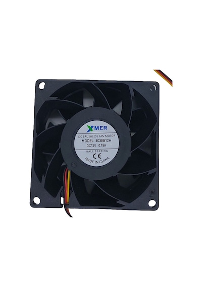 Xmer 80X80X38Mm Dc 12V 0.78A 3 Kablolu Rulmanlı Fan