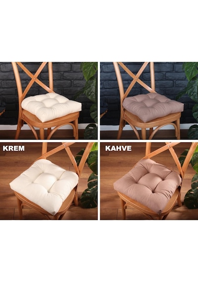 Altınpamuk Altınpamuk Sandalye Minderi Düğme Dikişi Detaylı 40X40Cm Bağcıklı