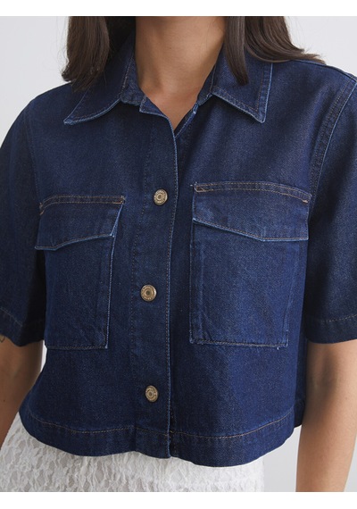 Lcw Vision İndigo Regular Fit Kadın Jean Gömlek