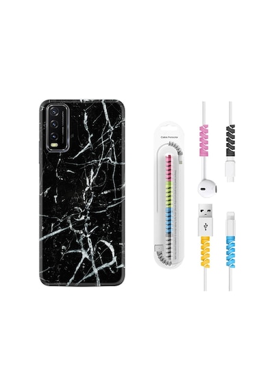 Vivo Y20S Kılıf Kablo Koruyuculu Black Marble 3 1382